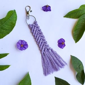 Boho Chevron Handmade Macrame Keychain Purse Charm